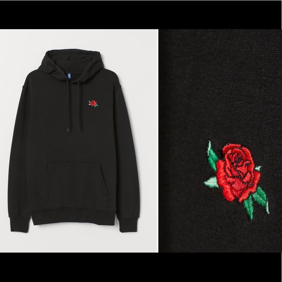 h&m black rose hoodie